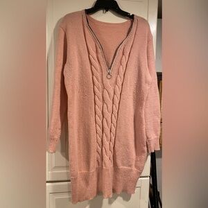 SHEIN Pink V-Neck Cable Knit Sweater dress size 3XL